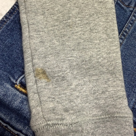 Levi Denim Trucker Jacket Hoodie Gray Sweatshirt Sleeves Women's Small Classic - Picture 9 of 16